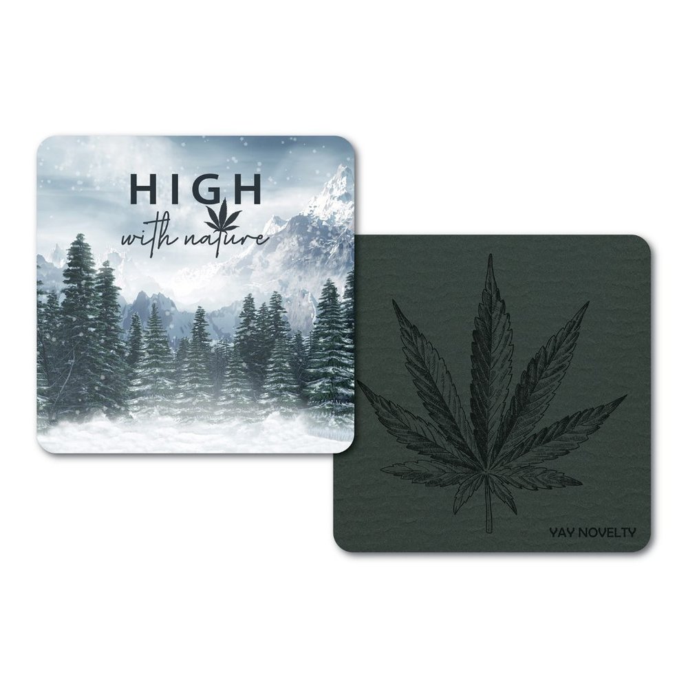 Set of 10 Cannabis Paper Coasters-HIGH with Nature